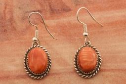 Genuine Spiny Oyster Shell Sterling Silver Navajo Earrings